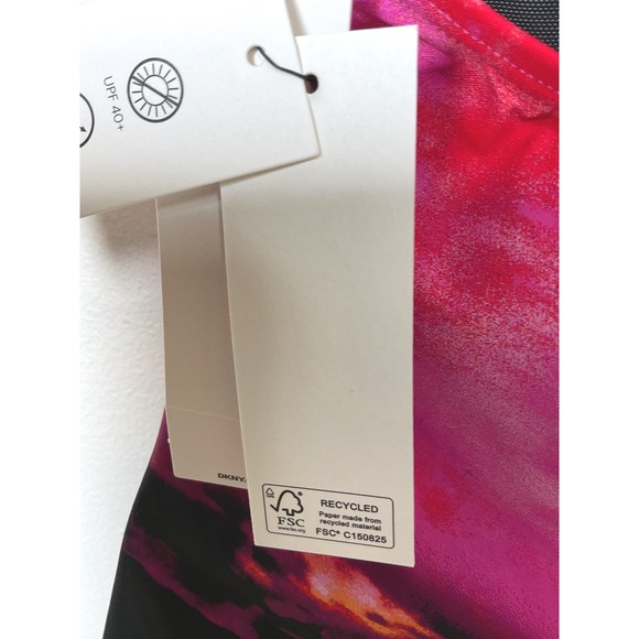 DKNY Swimsuit Tie‎ Halter One Piece Tummy Control UPF 40+ MEDIUM NWT - Picture 7 of 11